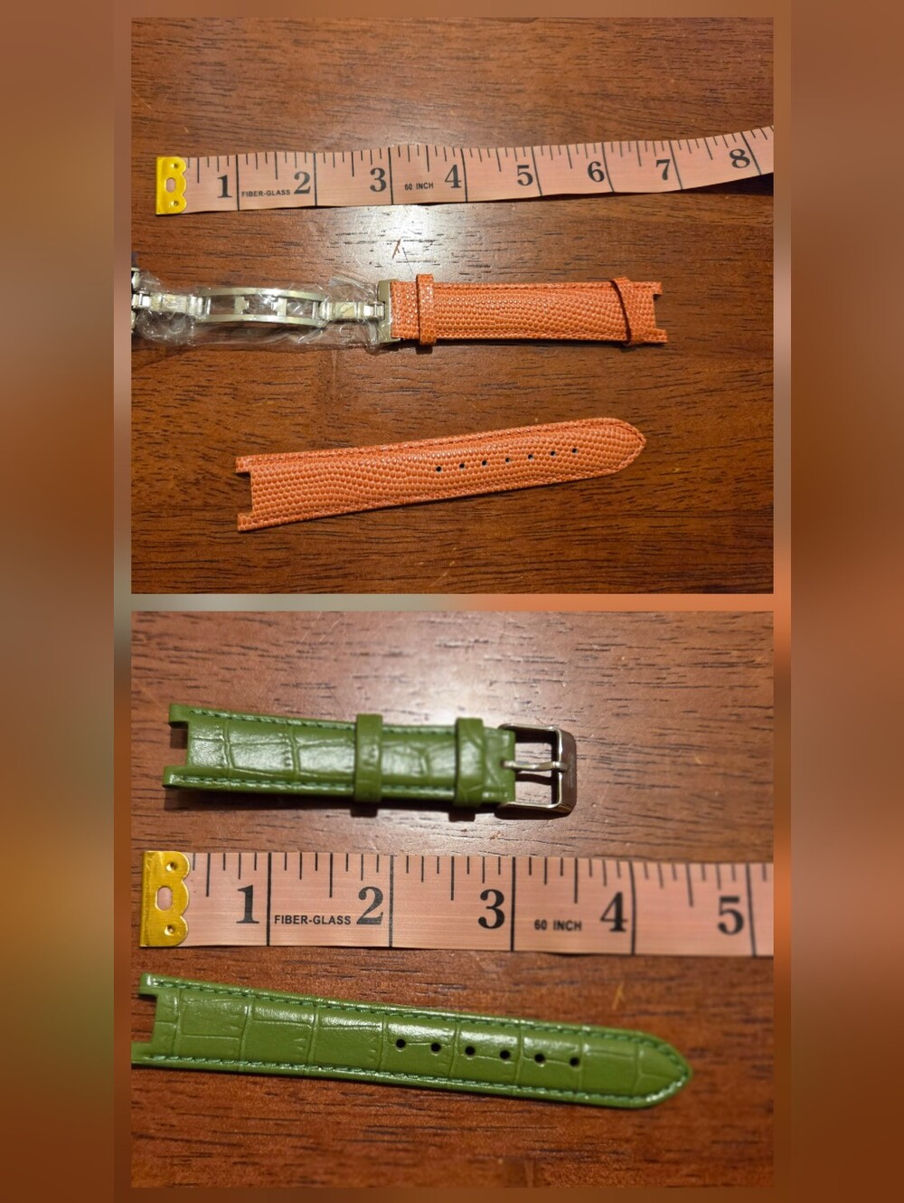 Womens Watch Leather Straps: Delfonte Green & Lucien Picard Coral